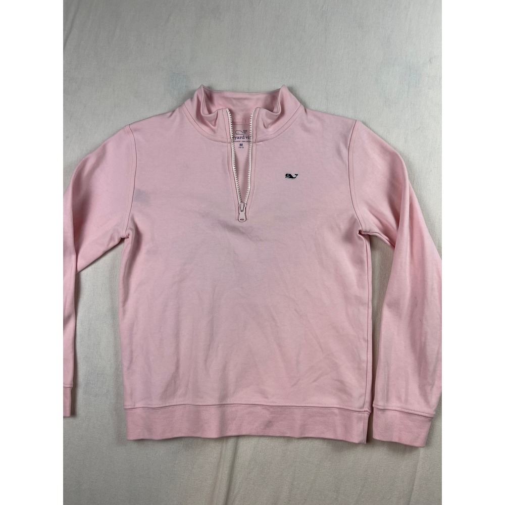 Vineyard Vines Kids Pink Cotton Quarter Zip Pullover Sweater Size M 10-12